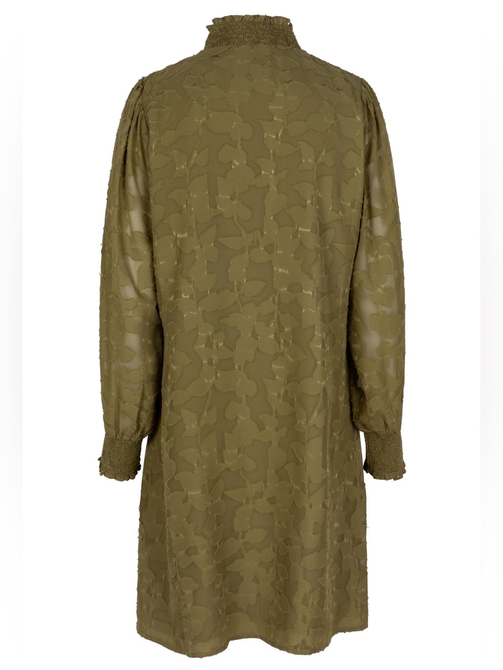 Tommy Hilfiger Olive Green Burnout Floral Mock Neck Long Sleeve Shift Dress 12 - Picture 2 of 14